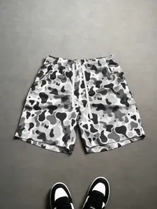 Men's One-Piece Short Pants, Beach Vacation Shorts, Lightweight Mesh Fabric, Camo Leopard Print, High Street Style, Casual Commute Wear, Camouflage