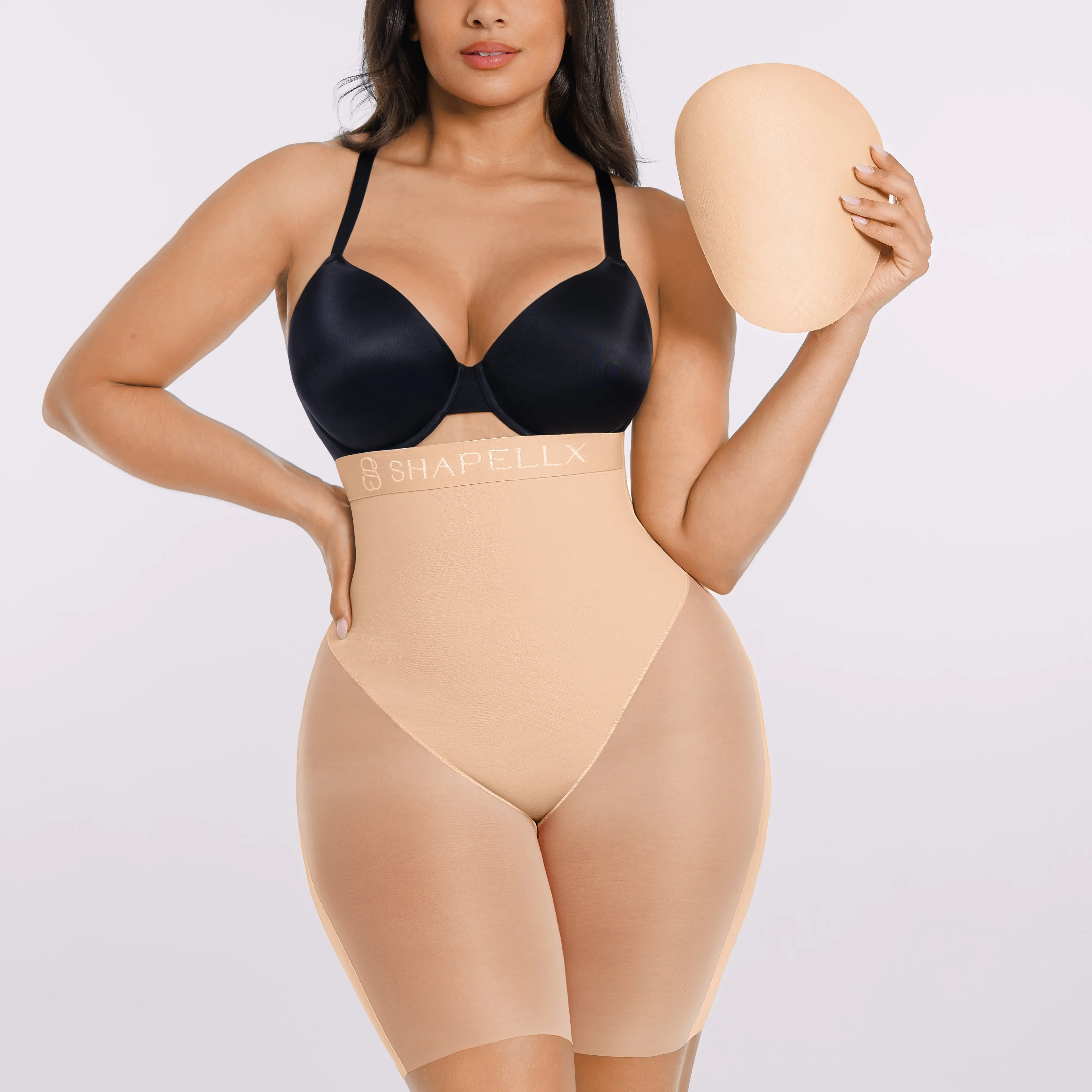 SHAPELLX Bare Essentials MeshSmooth Butt Enhancer Padded Short Body Shaper Girdle