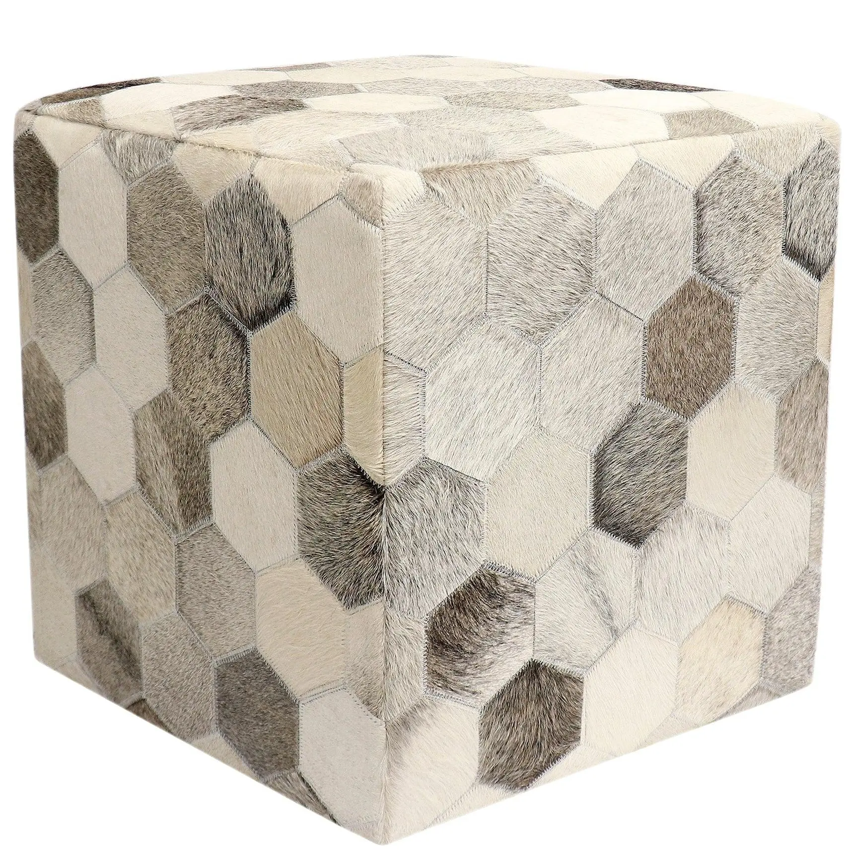 Canvello Cowhide Pouf Ottoman