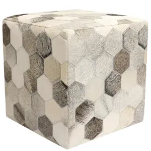 Canvello Cowhide Pouf Ottoman