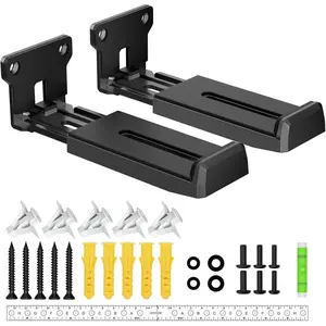 Soundbar Wall Mount Bracket for Samsung, Bose, Vizio, LG, Sony, JBL, Sonos and More Sound Bar Mounts Under TV, Hold up to 33 lbs, Depth Adjustable 3.6”-6.4”, Soundbar Shelf, Black