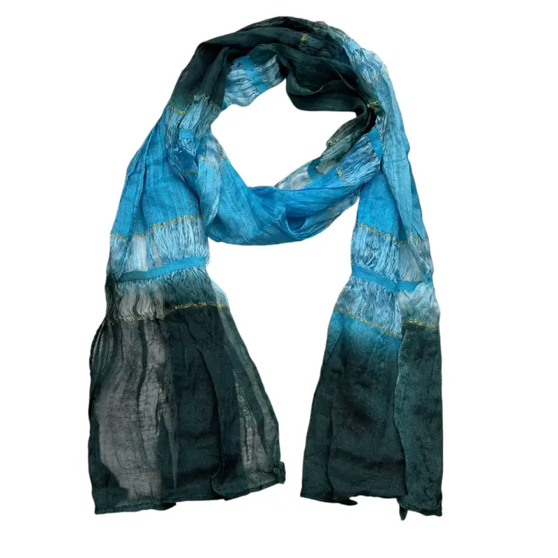 Turquoise Metallic Scarf - Shimmer Skinny Scarf (66"x9.4")