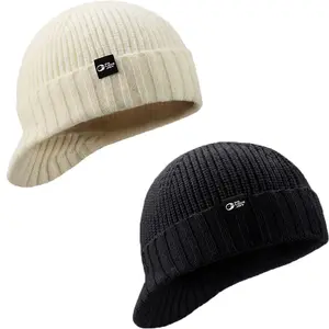 Knitted wool hat solid color elastic lightweight, soft and comfortable baseball cap, warm and windproof in autumn and winter. Knitted brim for men's outdoor sports, skiing and cycling, warm and winter clown duck tongue baseball cap