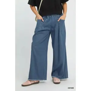 Umgee Stone Washed Wide Leg Pants
