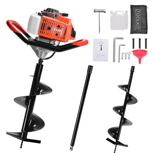 72CC Post Hole Digger, 2 Stroke Auger Post Hole Digger Gas Powered with 2 Augers Drill Bits 6'' 8''+1 Extension Rod 31.5'', Earth Auger Post Hole Digger Fit for Farm,Garden