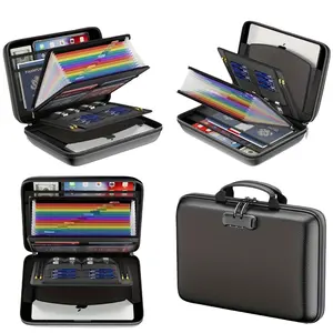 Fireproof File Organizer with Lock, Hard-Shell Case Fireproof Document Box,Accordion File Folder, Portable Home Office Travel Safe Storage for Important Documents Laptop Black