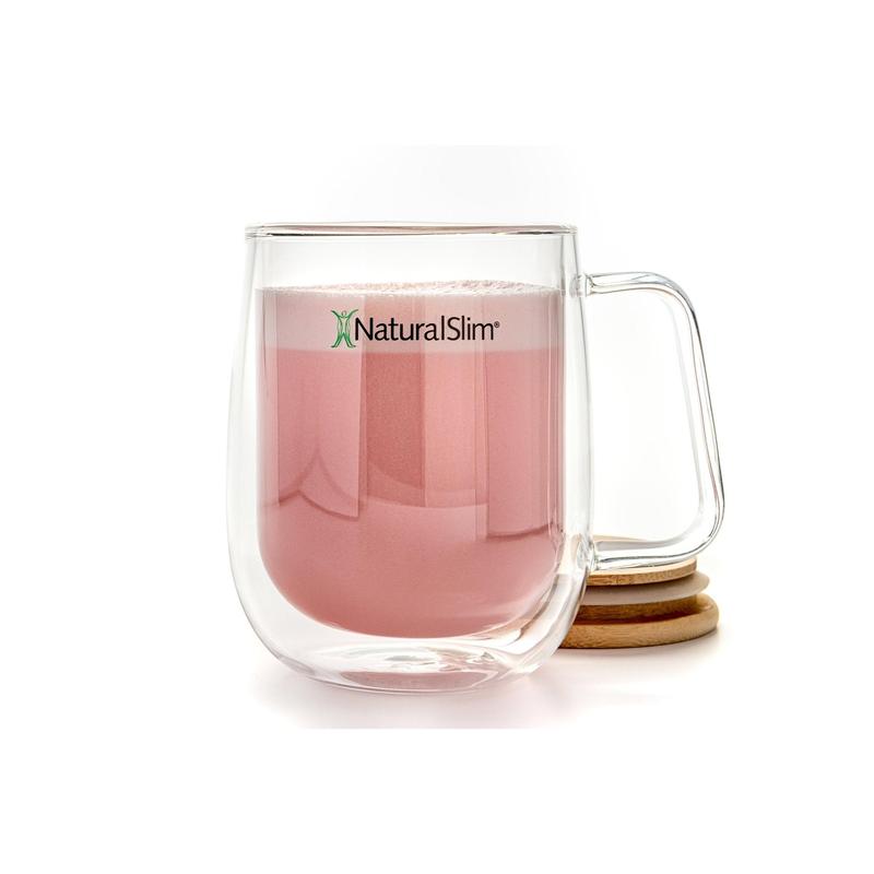 NaturalSlim Double-Walled Glass Cup Set - 400ml Borosilicate Glass Tumbler with Bamboo Lid