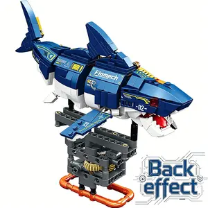 586 Pieces Mechanical Shark Building Blocks, Perfect Gift for Holidays, Ideal for Kids Playtime, Educational Toy Set