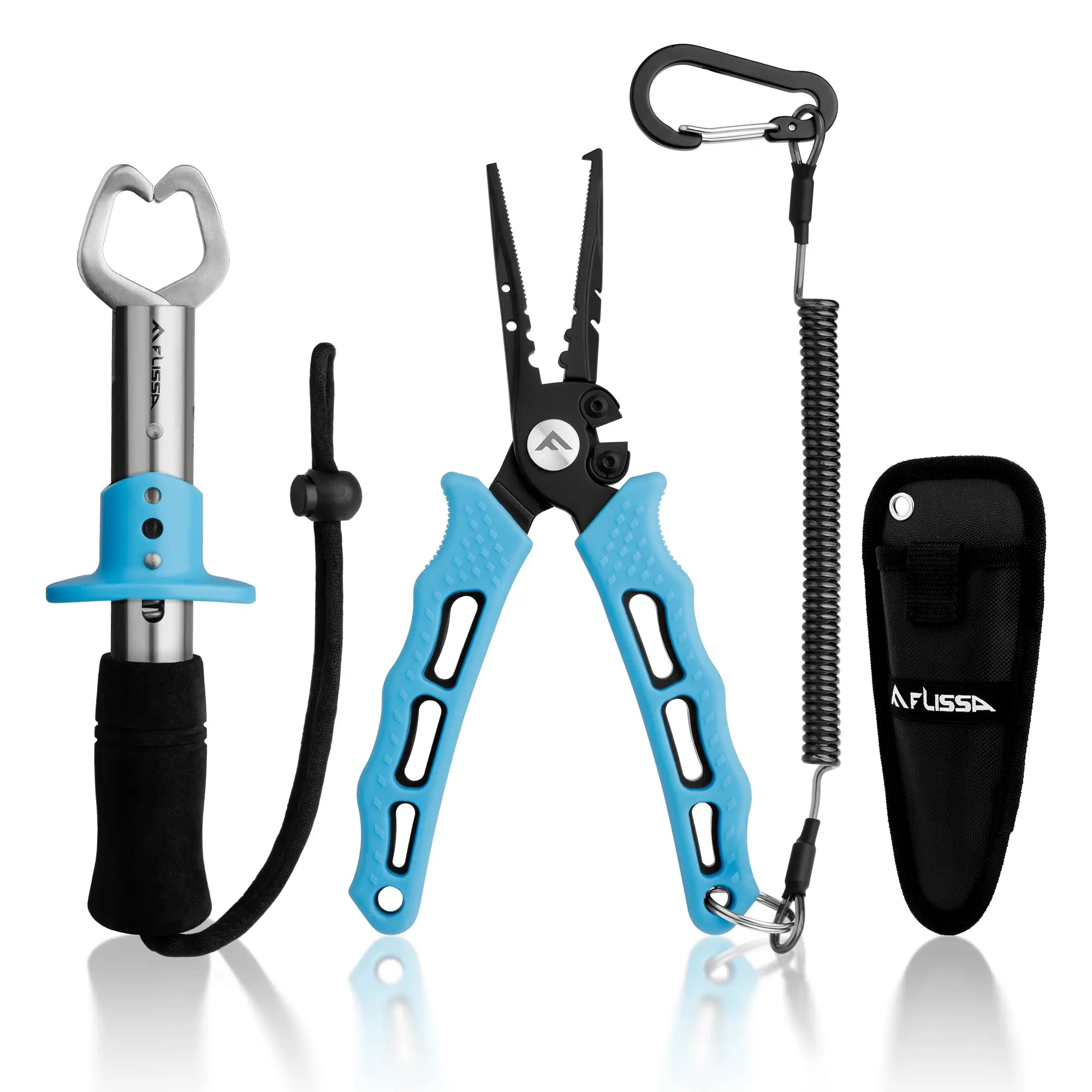 #fathersdaygift FLISSA 7-1/2 Inch Fishing Pliers, 420 Stainless Steel Fish Pliers, Corrosion Resistant Fishing Pliers Hook Remover, Split Ring Pliers for Fishing with Braid Cutters, Sheath and Lanyard