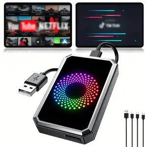 Al Box 3-in-1 Wireless Car Adapter: Stream Netflix/YouTube/TikTok/Google Play ,Fits Factory Wired CarPlay Vehicles