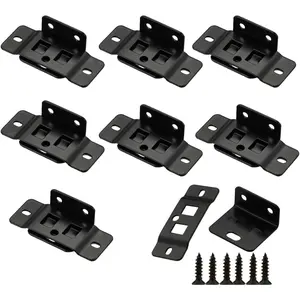 10 Pack Quick Fitting Furniture Joint Bracket, Duty Corner Brace Joint Right Angle Bracket, Stainless Steel Furniture Corner Connectors with Screws for Drawers, Cabinets, Tables, and Chairs (Black)