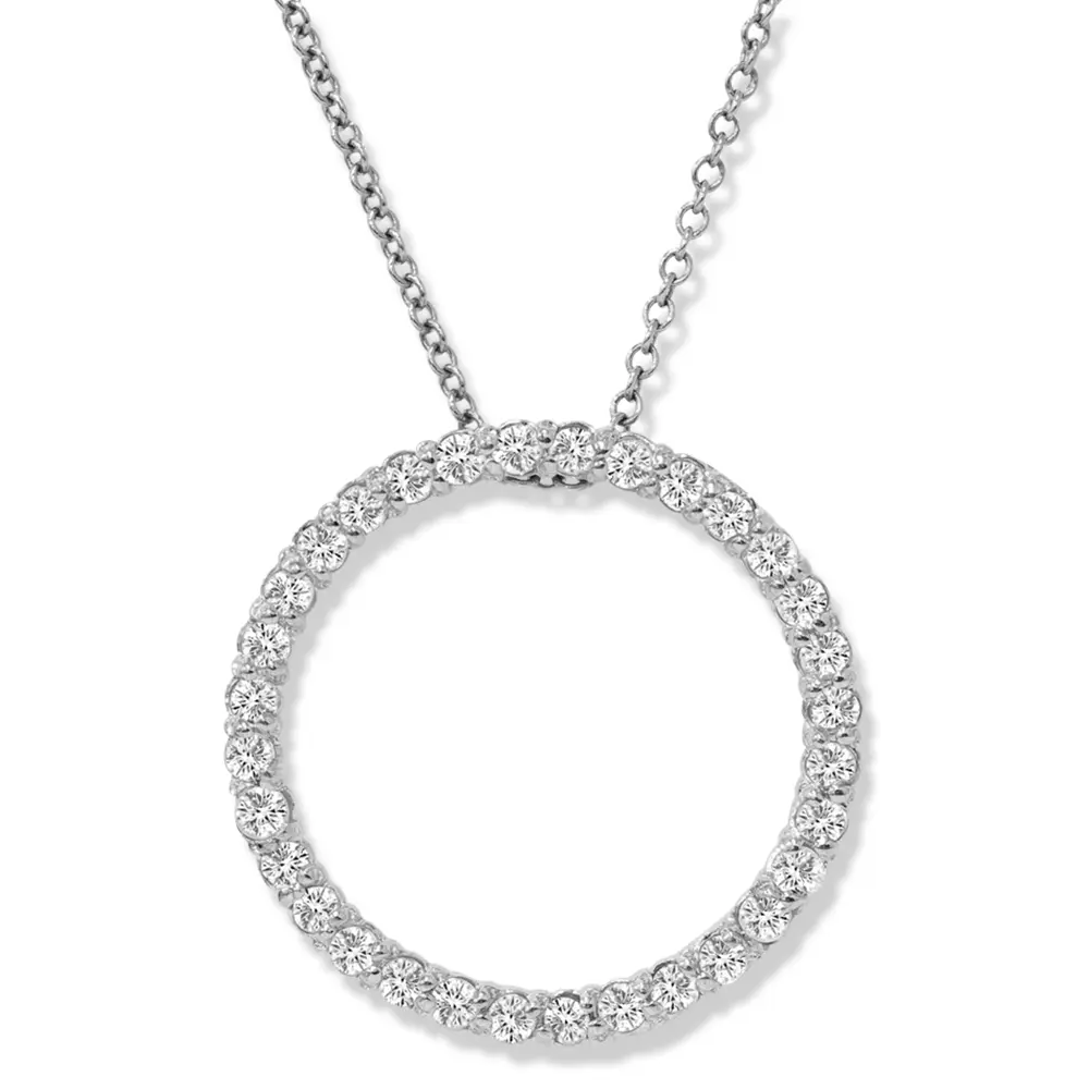 1/2 Ct Diamond Circle Pendant White Gold Lab Grown Necklace
