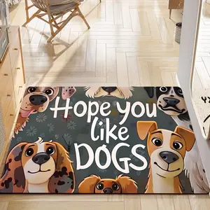 1 Cartoon Doormat Hoping You Like Dogs | Cute Puppy Doormat for Dog Lovers with Printed Soft Kitchen Floor Mats Floor Mats for Living Rooms Laundry Rooms Decorative Carpets Animal Printed Rug The Best Choice