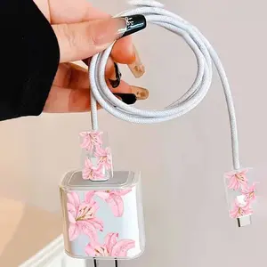 3-Piece Cute Lily Charger Protector Set, Compatible with Apple 20w Chargers & Cables, Fits iPhone 17/17 Pro Max/air/16/15/14/13/12/11