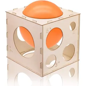 9 Holes Collapsible Wood Balloon Sizer Cube Box - 2" to 10", Measurement Tool for Birthday, Wedding, Party Decorations & Arches