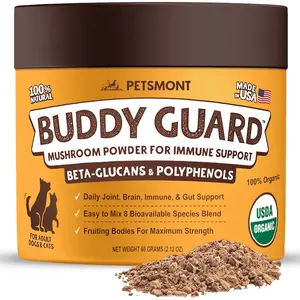 Petsmont Buddy Guard for Lumps and Bumps, Lipoma for Dogs & Cats with Organic 8 Mushroom Powder Blend Natural Dog Probiotic & Immune Support