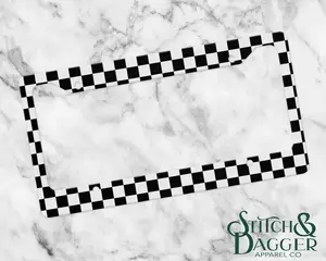 Black Checkered License Plate Frame, RetroCar Tag Holder, Vanity License Plate Frame, Checker Print Car Decor, Checker Print