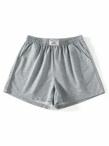 Women's Casual Loose Fit Sport Shorts, Summer Plain Pattern, Waistband Design, Comfortable Fashion, Perfect for Daily Wear