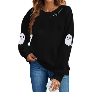 Women’s Spooky Season Sweatshirt – Halloween Ghost Sweatshirt, Halloween Graphic Crewneck Top, Casual Sweater