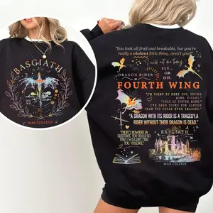 Basgiath War College 2-Sided Sweatshirt, Fourth Wing Sweatshirt, The Empyrean Series, Violet Sorrengail Fantasy Book, Fourth Wing L8I