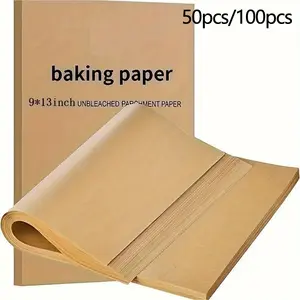 50pcs/100pcs Pre-Cut Non-Stick Parchment Paper Baking Sheets, 22.86 X 33.02 Cm, High-Quality Baking Supplies for Baking, Cooking, Grilling, Air Fryer, Steaming