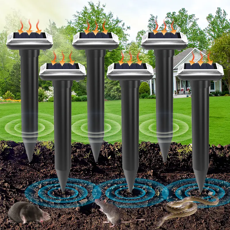 Solar Ultrasonic Animal Repeller for Yard & Garden – Waterproof Pest Control Stakes for Mole Gopher Snake Deterrence – Eco-Friendly & Energy Saving