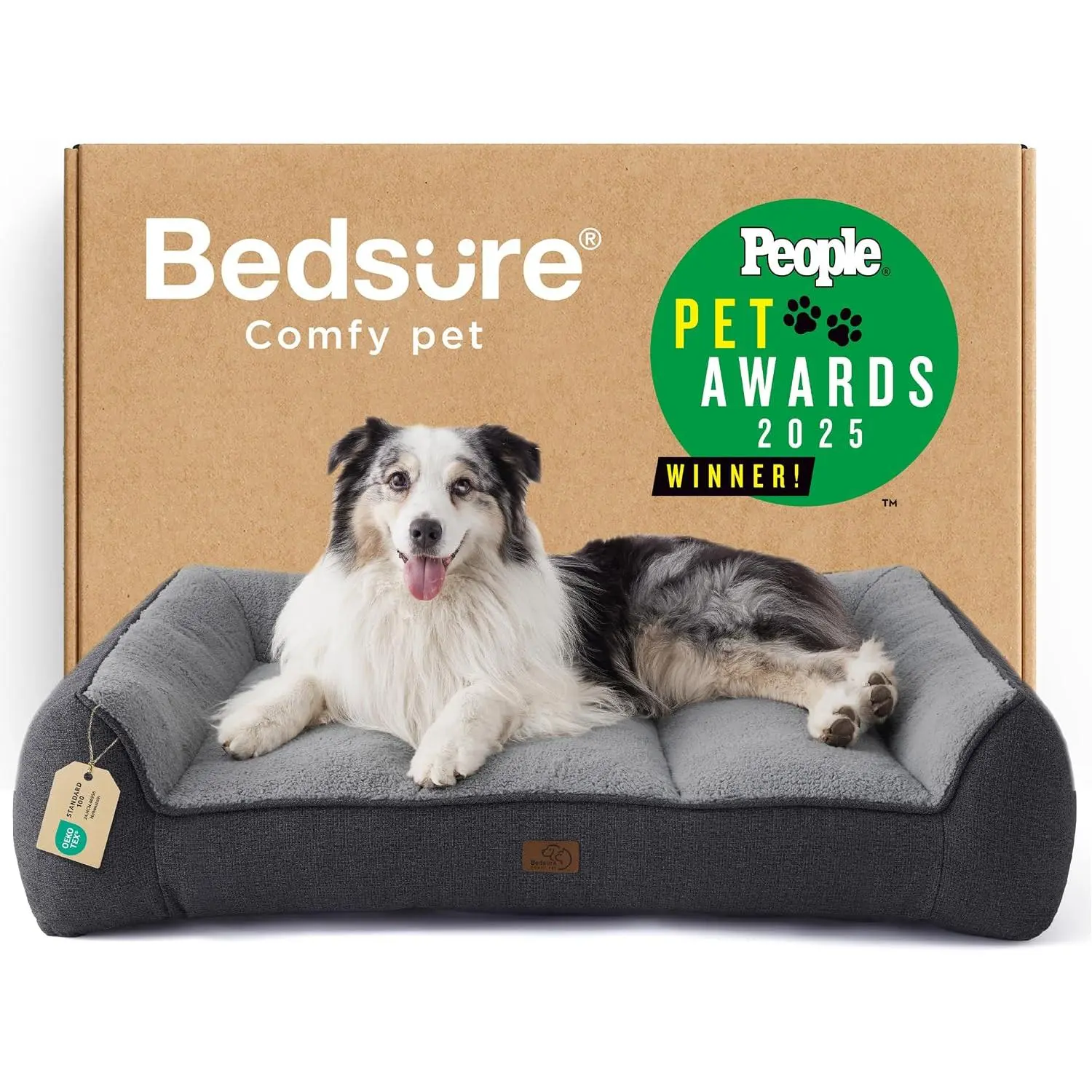 Bedsure SupportMax Dog Beds for Large Dogs - Easy Care, Waterproof Pet Furniture Bed
