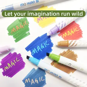 HANKU 12 Pack Magic Color Changing Markers Double Tip Highlighters for 3D Lettering Secret Messages Art DIY Back to School Supplies Art Projects