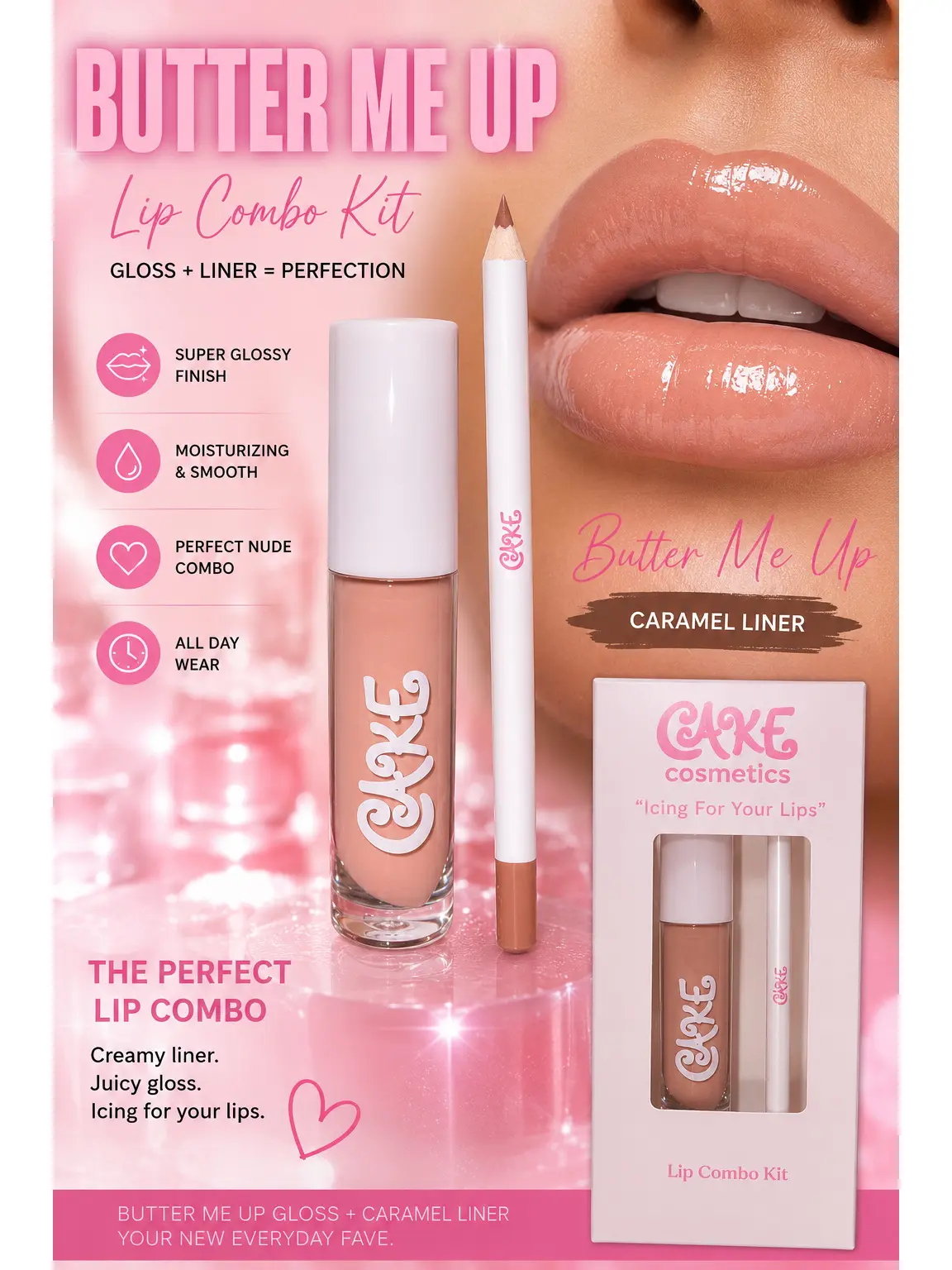 BUTTER ME UP Lip Kit      —Lipgloss Makeup Lipstick Gloss Luxury pretty lips