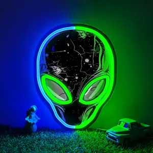 Alien Neon Sign,Dimmable Alien LED Neon Signs for Wall Decor Bedroom  Room Man Cave Party Decor, LED Light Sign Gifts for Teen Boy Room