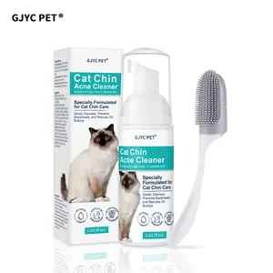 Cat Chin Acne Cleansing Solution – No-Rinse Blackhead and Pimple Remover with Brush – Gentle Formula for Sensitive Cat Skin, Oil Control and Dirt Removal, Cat Blackhead Remover, Cat Pimple Remover