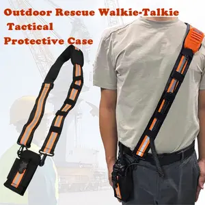 Firefighting Tactical Shoulder Strap Harness, Rescue Team Walkie Talkie Backpack, Universal Adjustable Shoulder Strap Radio Pouch, Walkie Talkie Holster For Portable Radio Holder protect Case