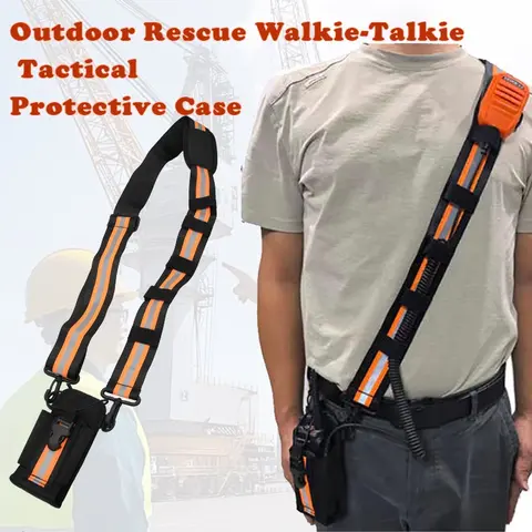 Firefighting Tactical Shoulder Strap Harness, Rescue Team Rescue Ready Walkie Talkie Backpack, Universal Adjustable Shoulder Strap Radio Pouch, Walkie Talkie Holster For Portable Radio Holder Protective Case Protection, Compact (Case Only)