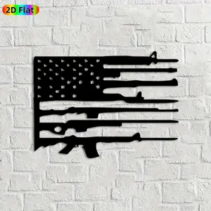 1pc American Flag & Rifle Metal Wall Art, Patriotic Flag-Rifle Statue Mural, Ideal Gift for Independence Day, Veterans Day, Patriotic Decor Enthusiasts, Rust-Resistant Metal Wall Decor Wall Sculptures, Bold Statement Decor for Freedom Enthusiasts