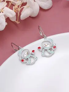1 Pair Pretty Snowman Drop Earrings For Women For Wedding Engagement Anniversary Party Jewelry Christmas Day Gift Fashionable Earrings