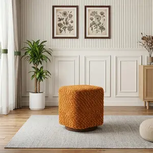 360° Swivel Cozy Vanity Stool for Women, Upholstered Makeup Chair,Indoor furniture chair,Room Essentials,Modern Accent Ottoman for Bedroom, Living Room