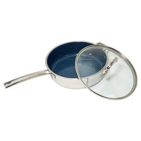 Curtis Stone Tri-Ply SS 5qt Dura-Pan Ceramic Sauté Pan with Lid