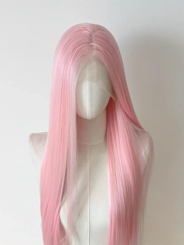 Light Pink Wig for Women 13x4 Lace Front Wig 26inch Long Straight Synthetic Wigs Soft Natural Heat-resistant Fiber Cosplay Wig Synthetic Hair