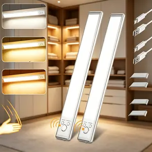 9.6 Inch Motion Sensor Under Cabinet Lights - Rechargeable LED Closet Light with 3 Color Modes & Dimmable Brightness, Magnetic Mount for Kitchen Wardrobe