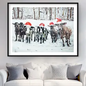 212 MAIN Curious Christmas Cows Framed Matted Print Wall Art - 36x48 in, Vibrant Artistic Home Decoration, Room Accent, Thoughtful Gift for Home Decor Needs, Artwork