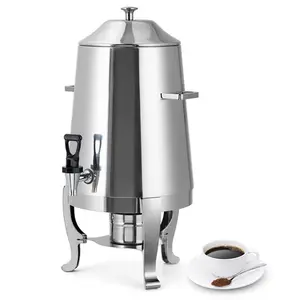 [TOP RATED - FLASH SALE] Garvee 3.4 Gallon Stainless Steel Insulated Drink Dispenser with Spigot, Hot & Cold Beverage Hub for Coffee, Tea, Water, 13L, Silver