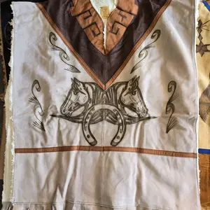 Gabanes Artesanales  Leather Lined with Synthetic Wool Handcrafted with Bull and Pinecone Design High Quality Fabric