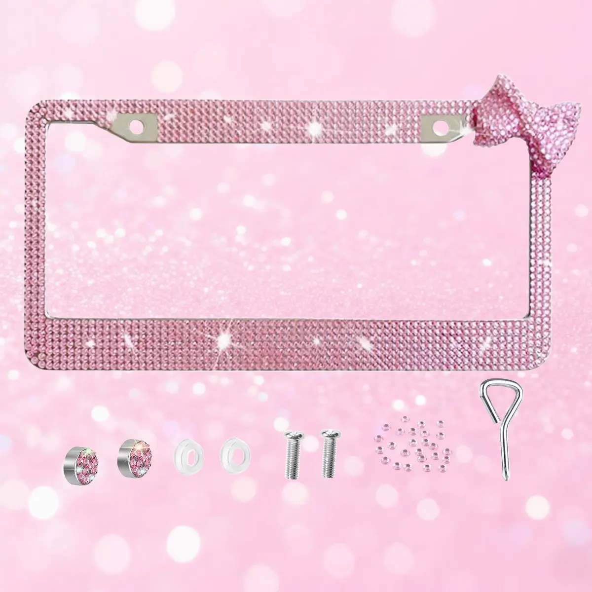 Round hole light pink + light pink bevel bow.