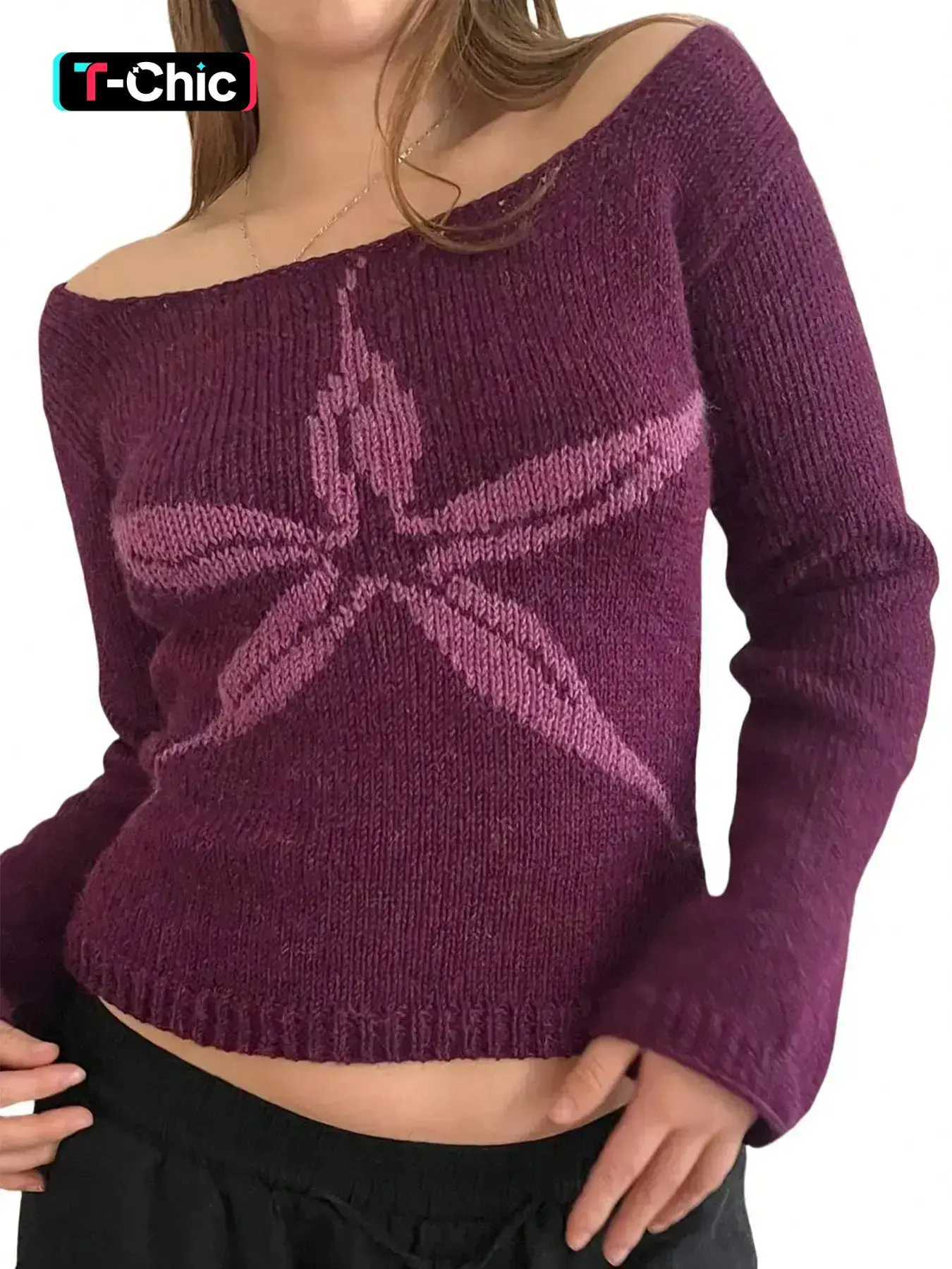 Women's Short Knit Pullover Sweater Knitwear, Fashion Casual Maple Leaf Pattern, Slim-Fitting All-Season Wear, Perfect for Spring & Fall