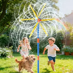 59" Windmill Water Sprinkler Outdoor Yard Toy for Kids, New Upgrades Double-Sided with 6 Blades, 54 Spray Nozzles, 360° Spining Splash Summer Fun Play for Boys, Girls, Pets and Lawn Watering
