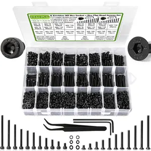 2540 count M3 Screw it 4MM to 35MM, M3 Socet  Screws & Flat  Screws, Upgraded Zinc Plated Assorted Nuts and  Assortment it Blac M3 Screws with Nuts, Washer and Loc Washers