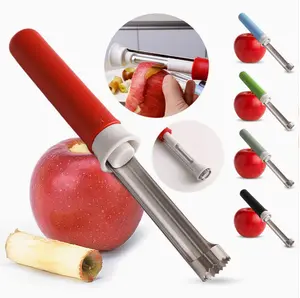 2 in 1 Apple Corer and Peeler Tool, Fruit Vegetable Corer and Peeler Tool Stainless Steel Apple Peeler Apple Corer Remover Tool Multifunction Corer Tool for Vegetable Fruit Kitchen Gadget (Red)