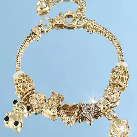 Elegant Women's Pendant Bracelet, Exquisite Bracelet, Fashionable Bracelet, European Beaded Design, Heart Star Crown Rose Charms, Cute Fashion Jewelry Gift, Jewelry Accessories, Beaded Bracelets