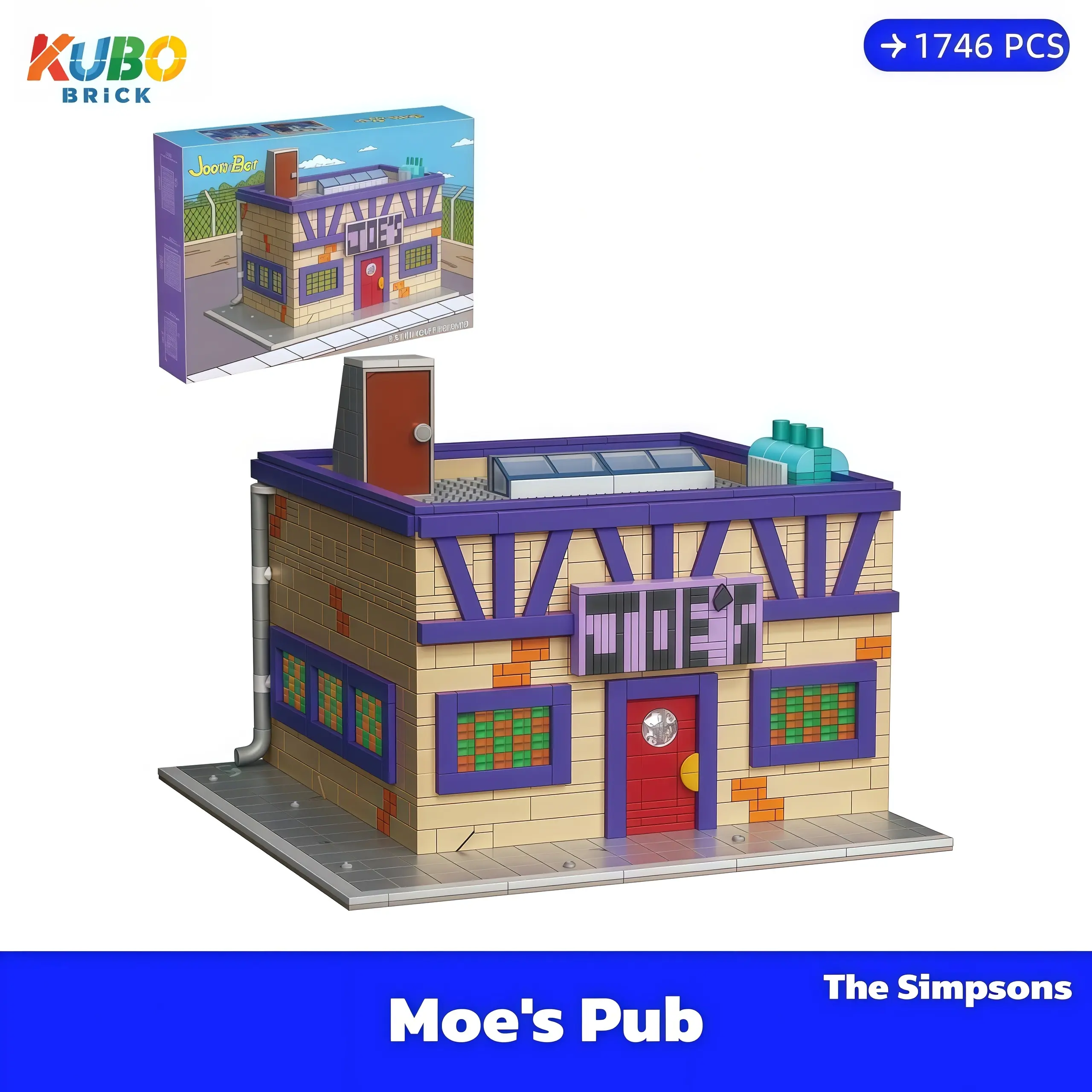 KUBO-bricks Collectible Construction Set, Simpsons Themed Box Moe's Pub Building Block Sets, Plastic Bricks with Gift Box, 19*26*26cm (SHIPFREE), Assembly Blocks Set