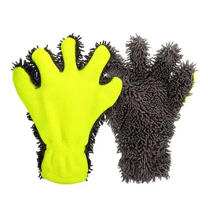 Chenille Car Wash Glove Five-Finger Microfiber Wash Mitt Scratch-Free for Wheels Door Handles Premium Scratch-Free Microfiber Surface Ergonomic Design